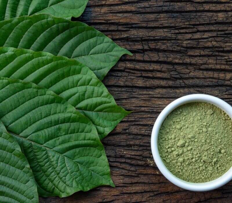 Kratom leaves and powder