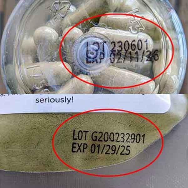 Kratom Powder and Capsules Lot Numbers