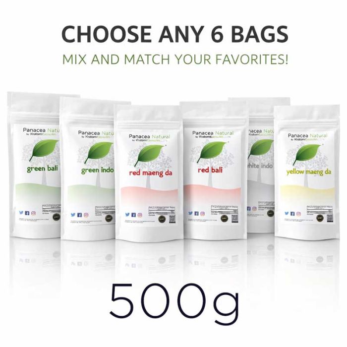 Kratom Powder Variety 6-Pack 500g
